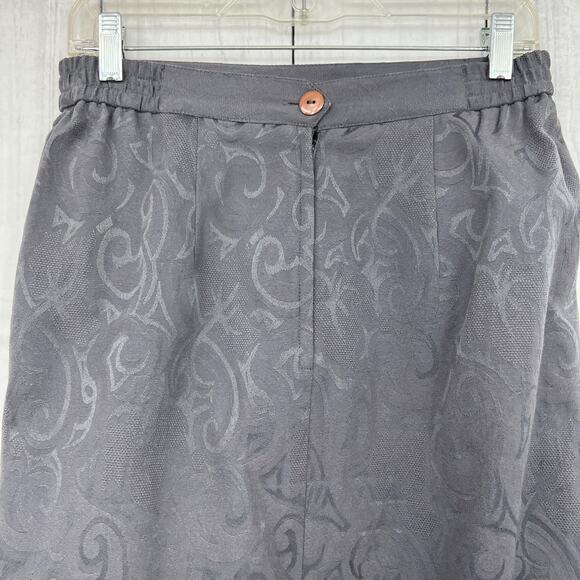 Exec Collection US 10 VINTAGE Y2K Gray Purple Jacquard Blazer Skirt Suit Set - Picture 10 of 13